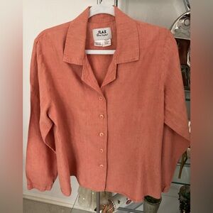 Flax Women's Button-Up Shirt in Warm Coral